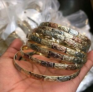 Virgin Mary Seven Set Bangles #7 Big Zise Gold Plated Three Colors